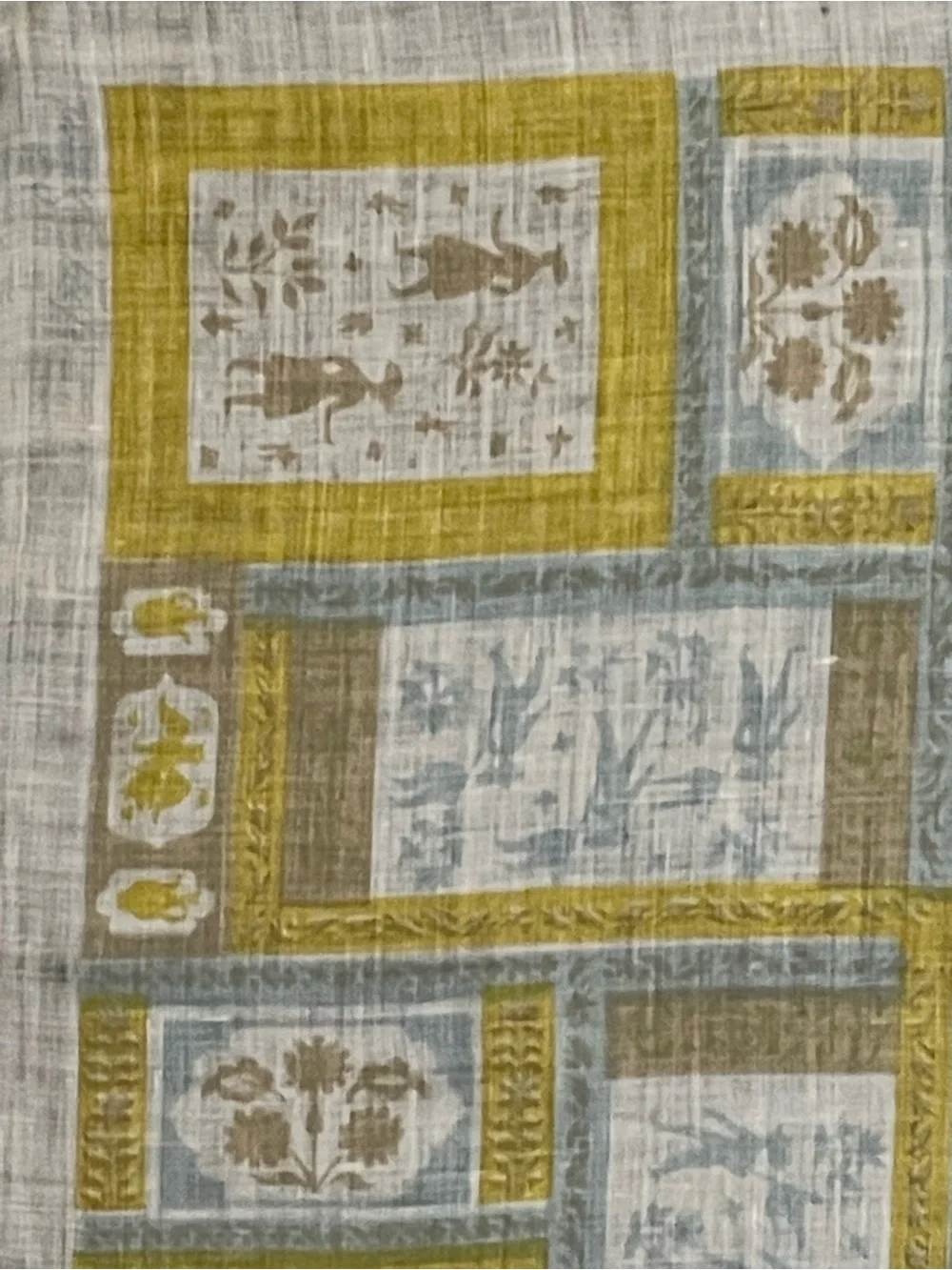 Vintage 50s Tammis Keefe Linen Cotton Sxarf 15 In Sq Poor Condition
